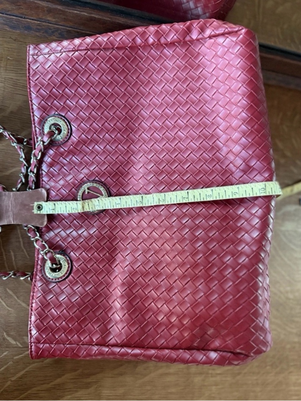 VTG Y2K Vera New York  Vera Wang Red Basket Weave Shoulder Bag 13.5Wx10Hx5.5D - Picture 14 of 15
